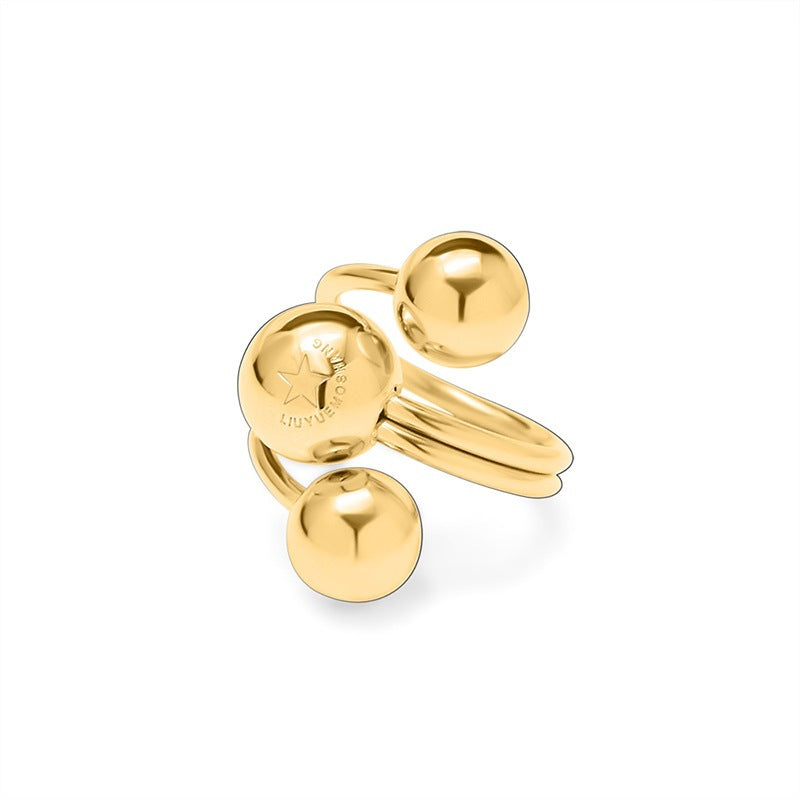 Geometric Star Titanium Steel Ring - 18K Gold Plated Statement Jewelry