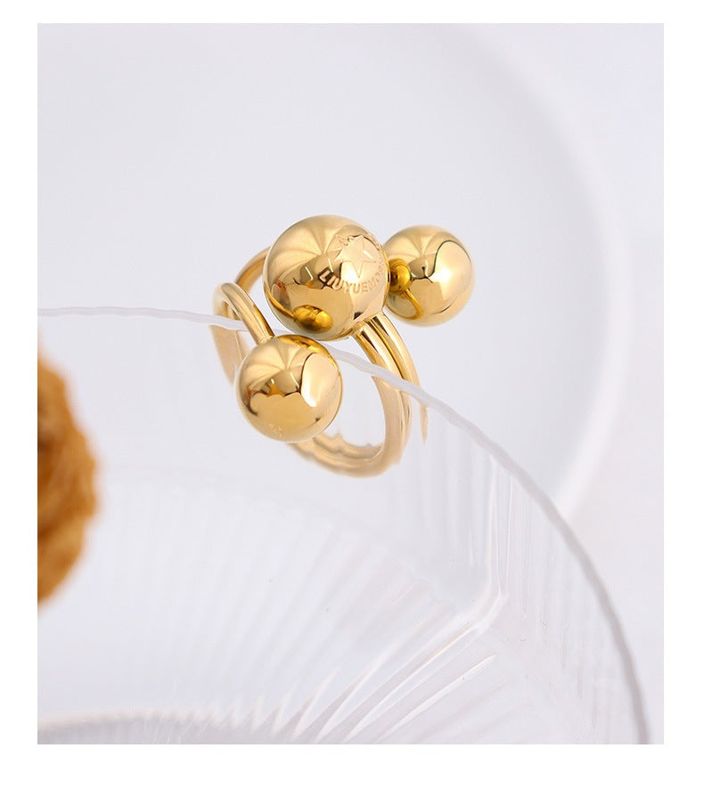 Geometric Star Titanium Steel Ring - 18K Gold Plated Statement Jewelry