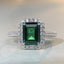 Emerald Cut Sterling Silver Plated Ring with Artificial Diamond