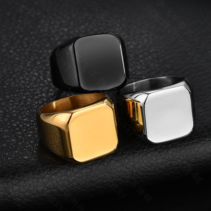 Fashion Stainless Steel Glossy Square Ring NHHF145910