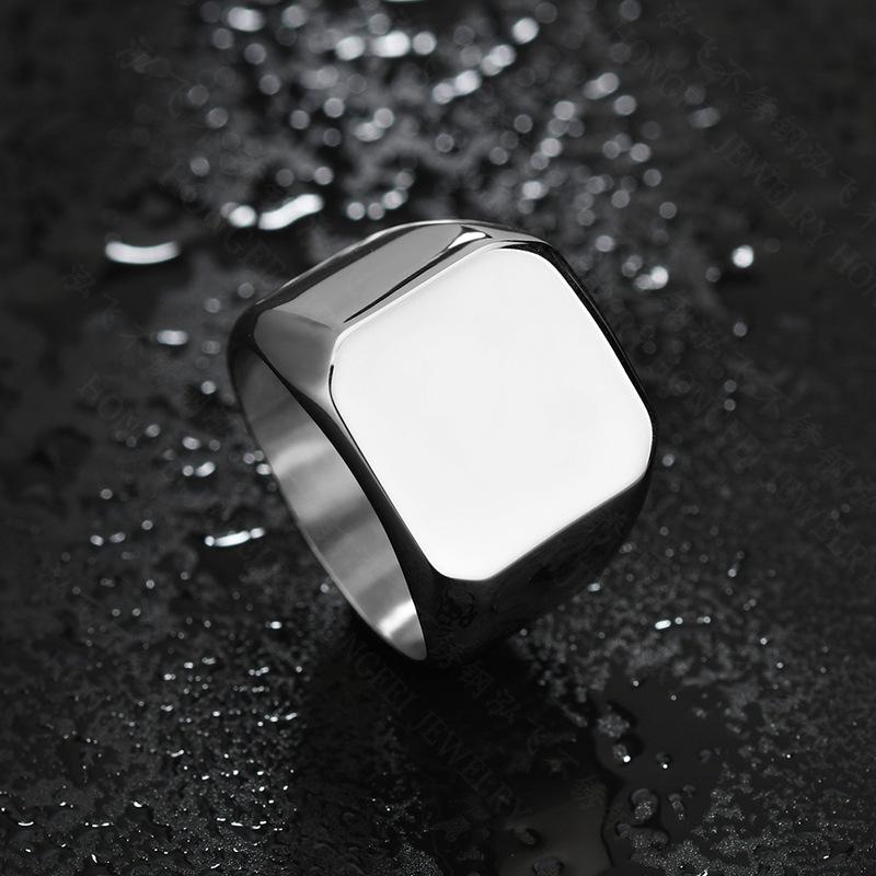 Fashion Stainless Steel Glossy Square Ring NHHF145910