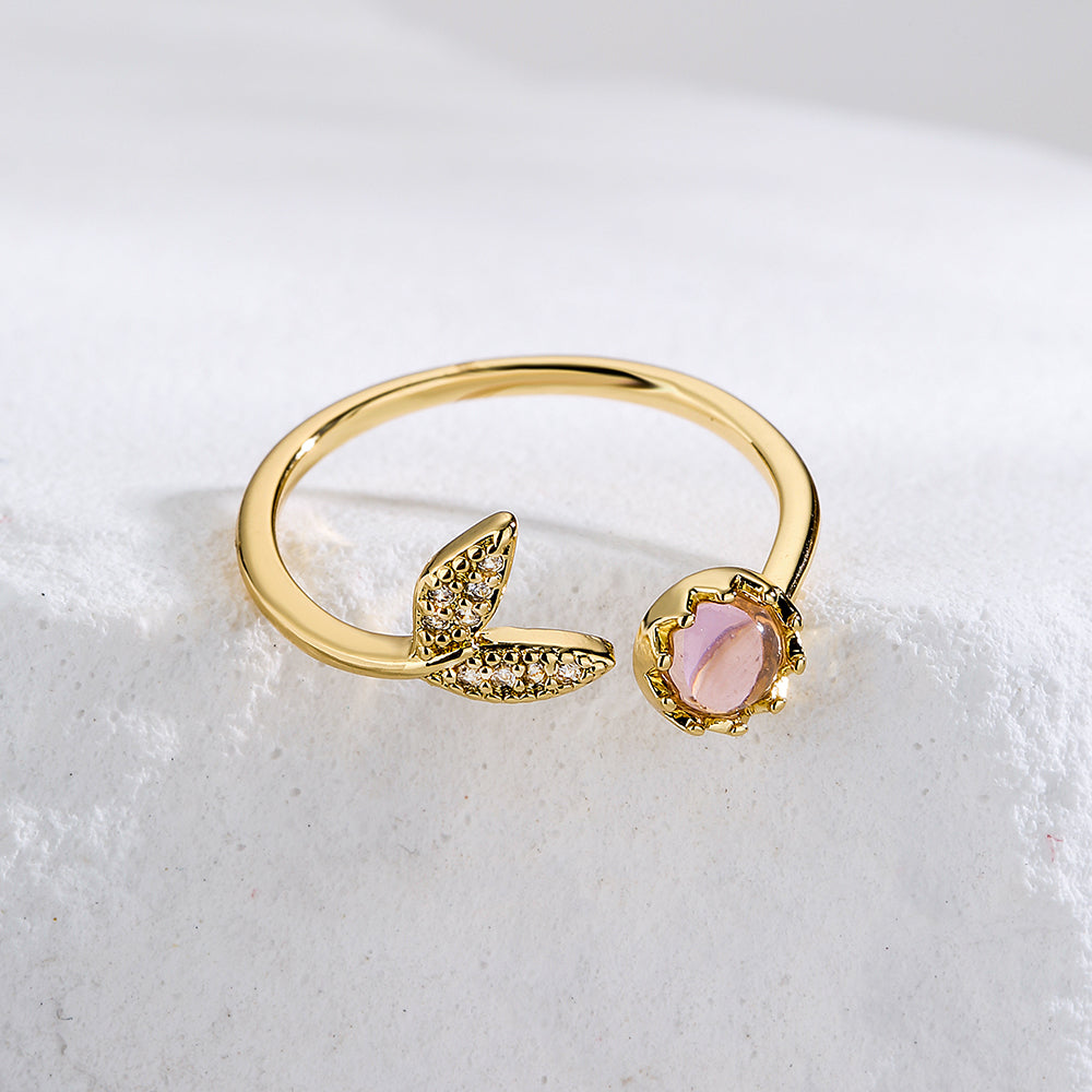 Fashion Geometric Zircon Open Ring in 18k Gold Plated Copper