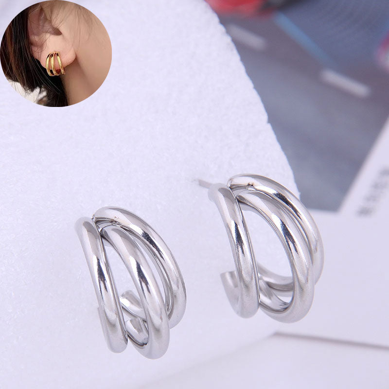 Fashion Sweet Simple Titanium Steel Stud Earrings