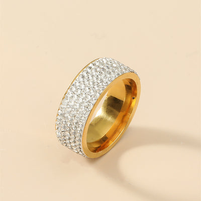 Fashion Titanium Steel Geometric Full Diamond Ring