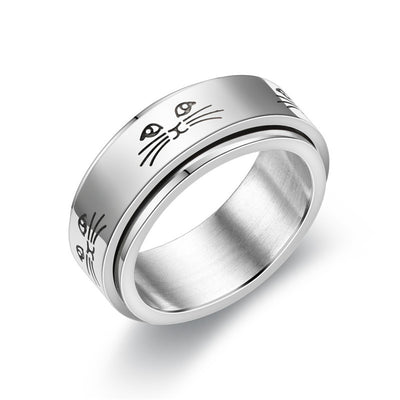 Fashion Titanium Steel Rotatable Letter Couple Rings Jewelry Wholesale