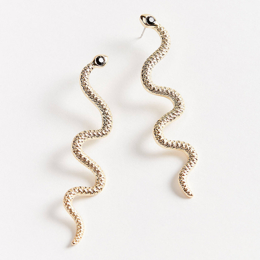 Fashion Snake-Shaped Rhinestone Earrings - Trendy Statement Jewelry