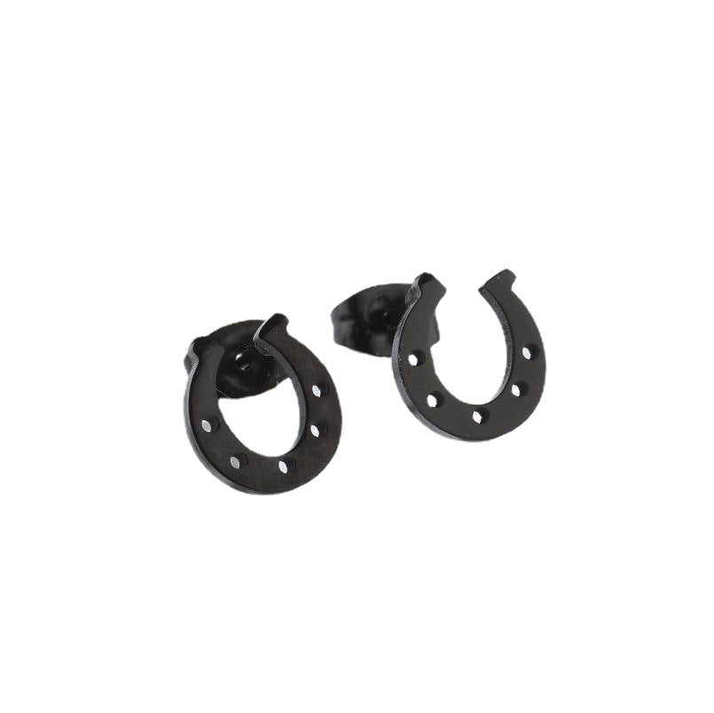 Fashion U Shape Titanium Steel Hollow Out Ear Studs 1 Pair