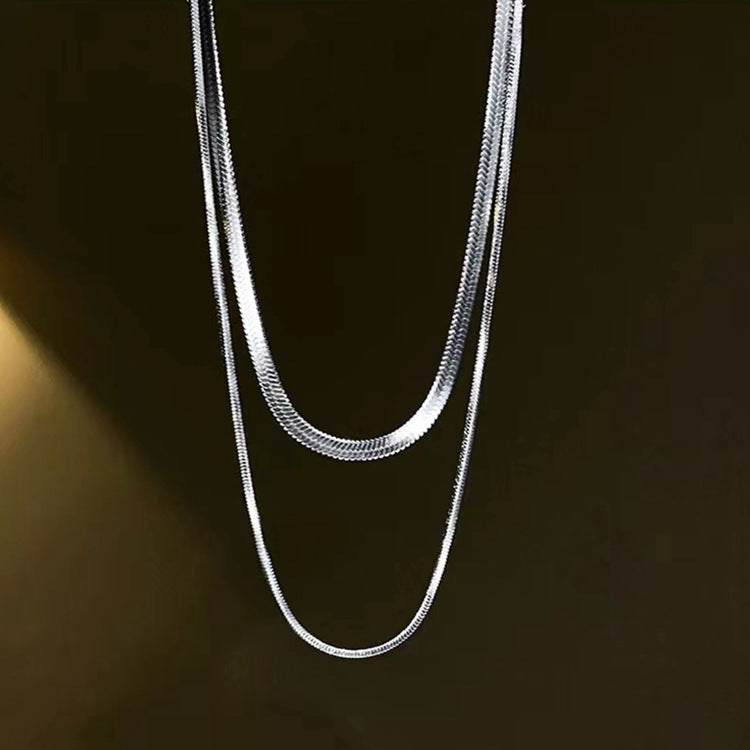 Fashion U Shape Titanium Steel Plating Layered Necklaces 1 Piece