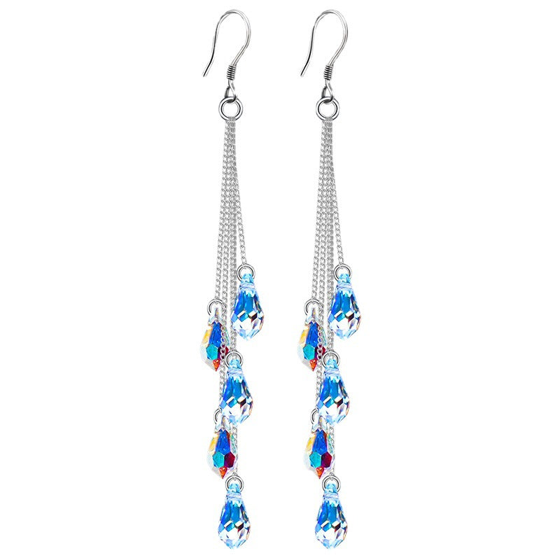 Fashion Crystal Tassel Drop Earrings for Women