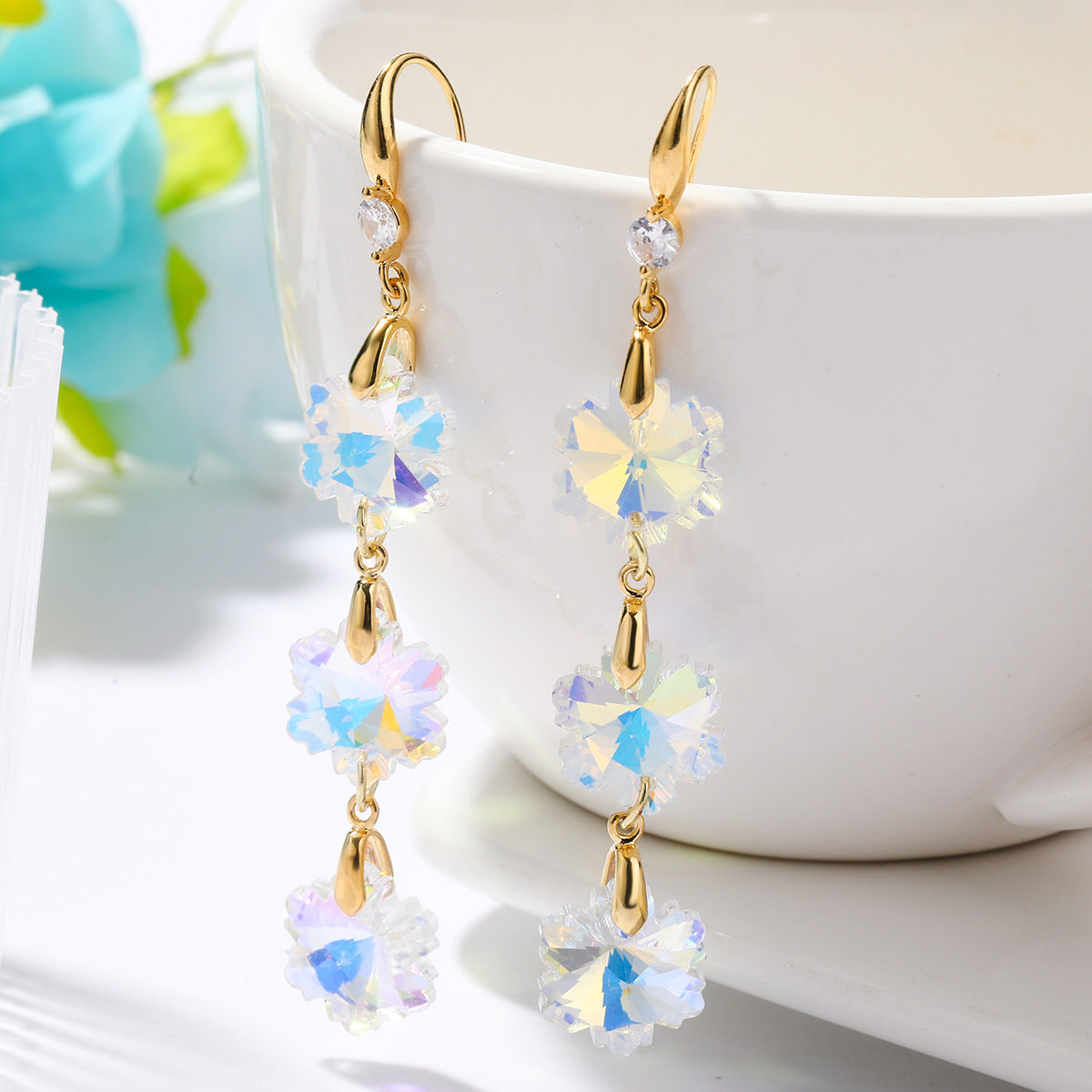 Elegant Austrian Crystal Water Drop Heart Earrings for Women