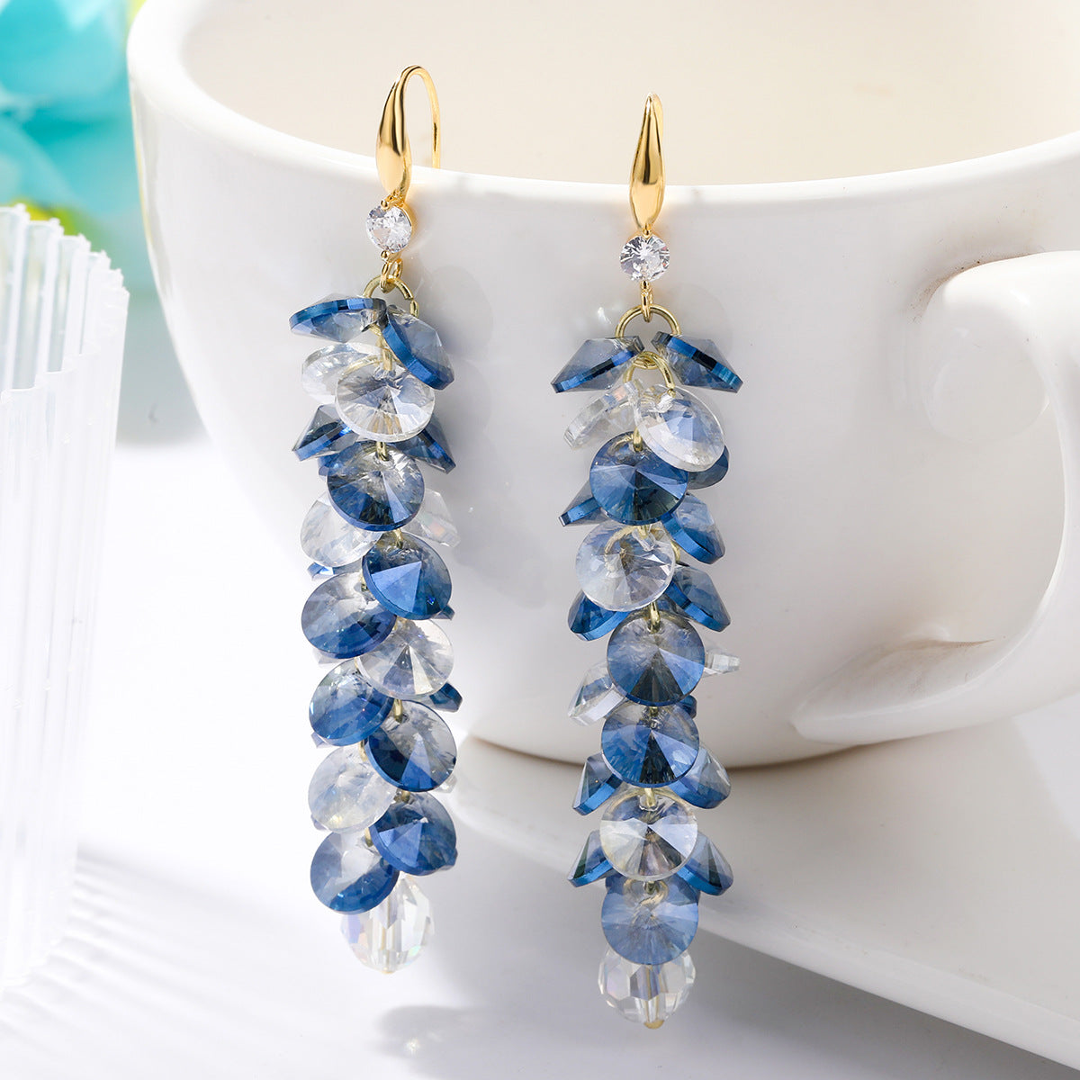 Elegant Austrian Crystal Water Drop Heart Earrings for Women