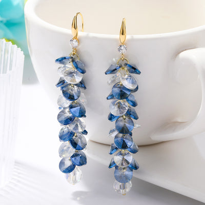 Fashion Water Droplets Heart Shape Crystal Plating Women'S Drop Earrings 1 Pair