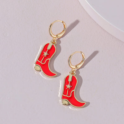 Fashion Western Cowboy Girl Dripping Boots Earrings Wholesale