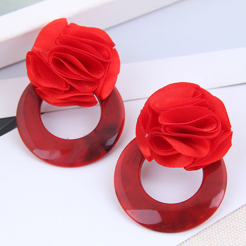 Fashion Wild Rose Concise Circle Acrylic Earrings For Women Wholesale
