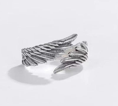 Angel and Demon Wings Adjustable Couple Ring - Silver Alloy Jewelry