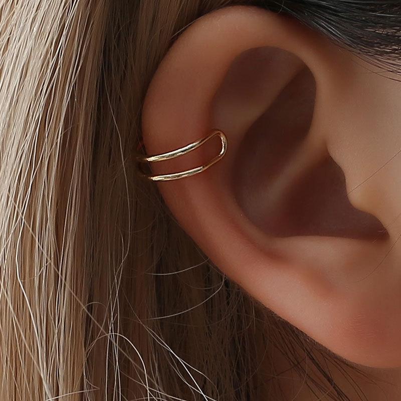 Fashion Women C-shaped Double Hoop Ear Cuff Clip Earrings Alloy