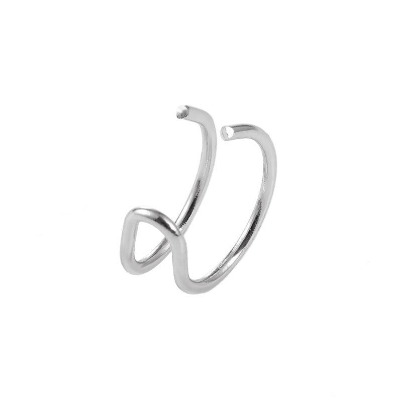 Fashion Women C-shaped Double Hoop Ear Cuff Clip Earrings Alloy