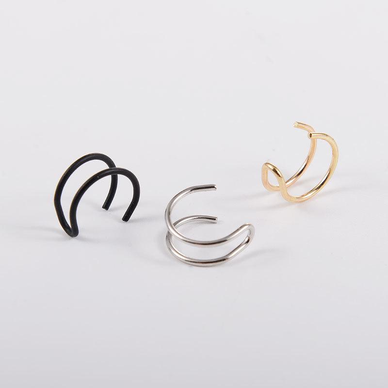 Fashion Women C-shaped Double Hoop Ear Cuff Clip Earrings Alloy