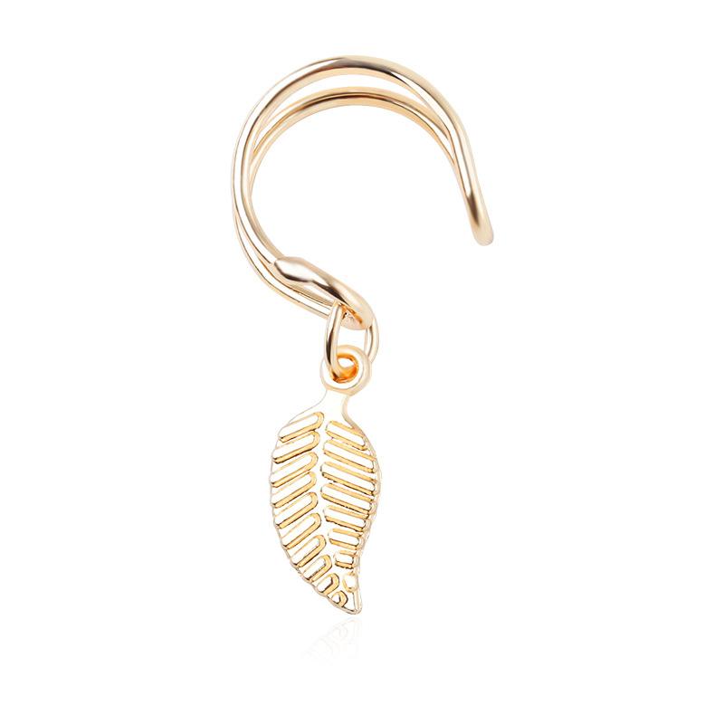 Elegant Metal Leaf Ear Cuff Clip Earrings for Women