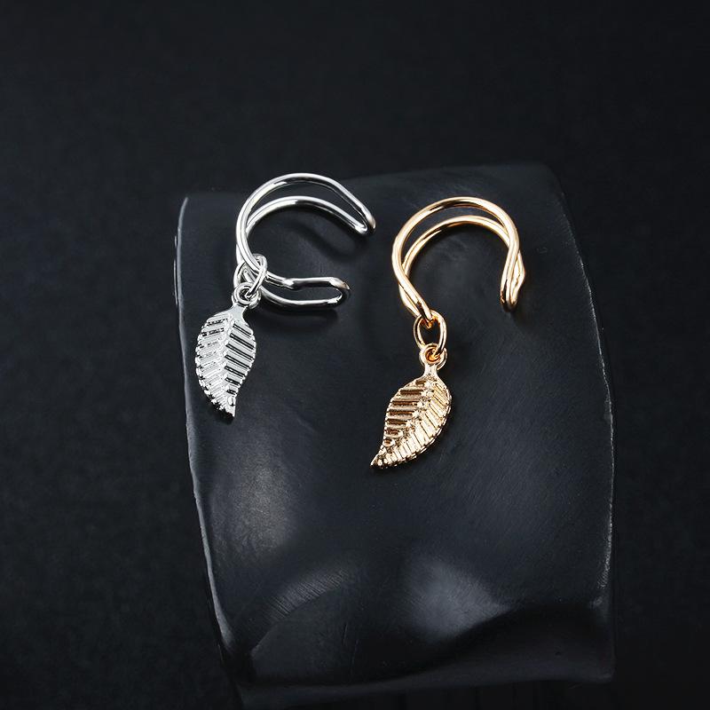 Elegant Metal Leaf Ear Cuff Clip Earrings for Women