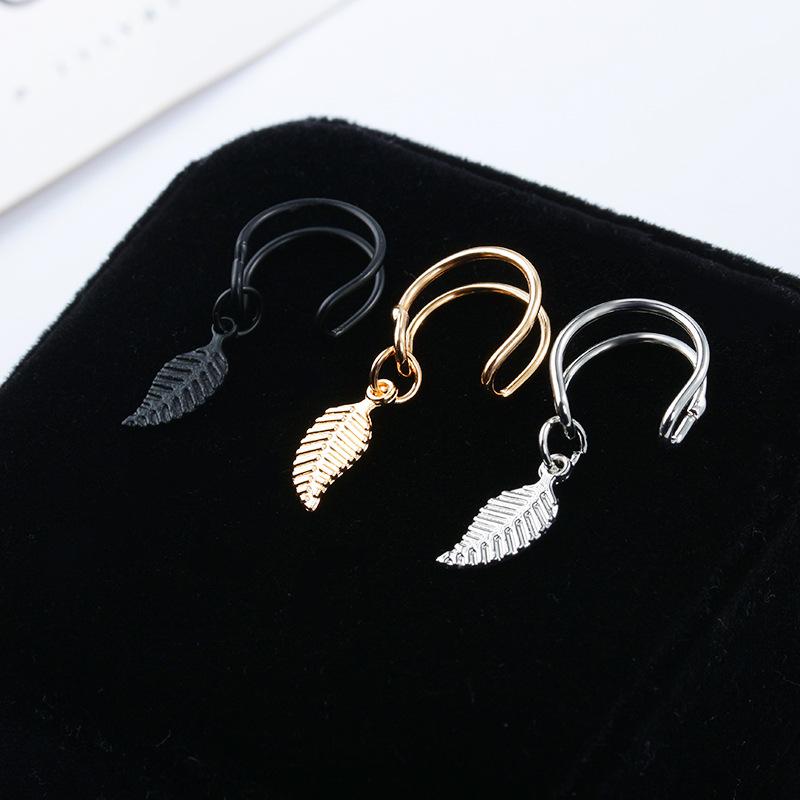 Elegant Metal Leaf Ear Cuff Clip Earrings for Women