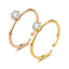 Fashion Zircon 18K Gold Titanium Steel Adjustable Ring for Women