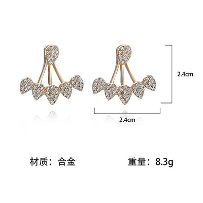 Fashion Zircon Inlaid Daisy Flower Back Hanging Stud Petals Refined Simple Earrings