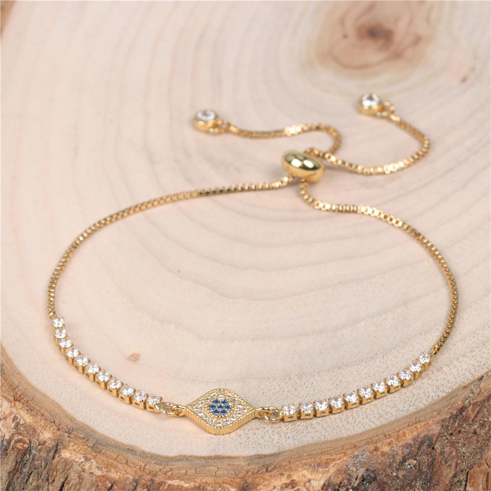 Fashionable Turkish Blue Eye Bracelet with Colorful Zirconia and Adjustable Design