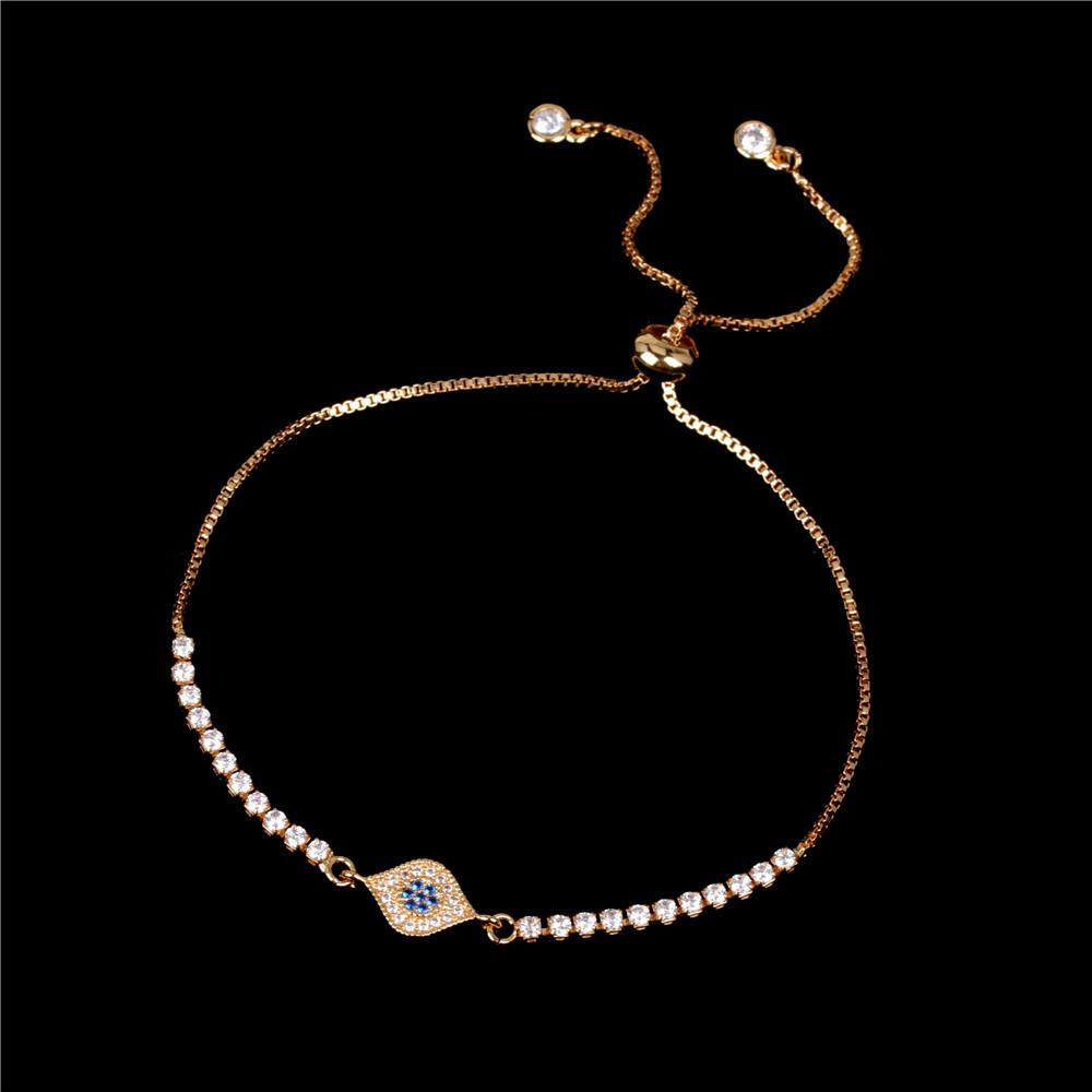 Fashionable Turkish Blue Eye Bracelet with Colorful Zirconia and Adjustable Design