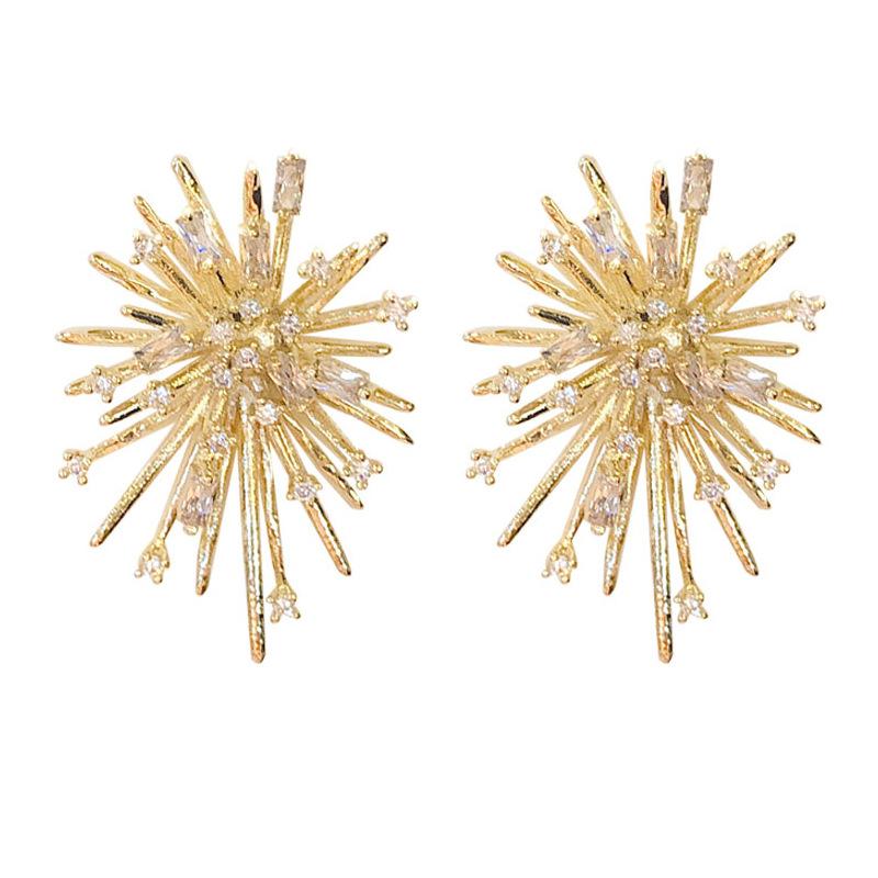 Firework Zircon Crystal Stud Earrings for Women S925 Silver Needle