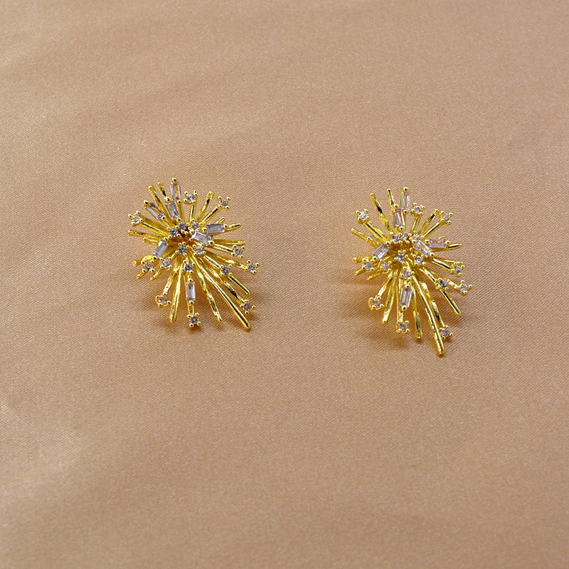 Firework Zircon Crystal Stud Earrings for Women S925 Silver Needle