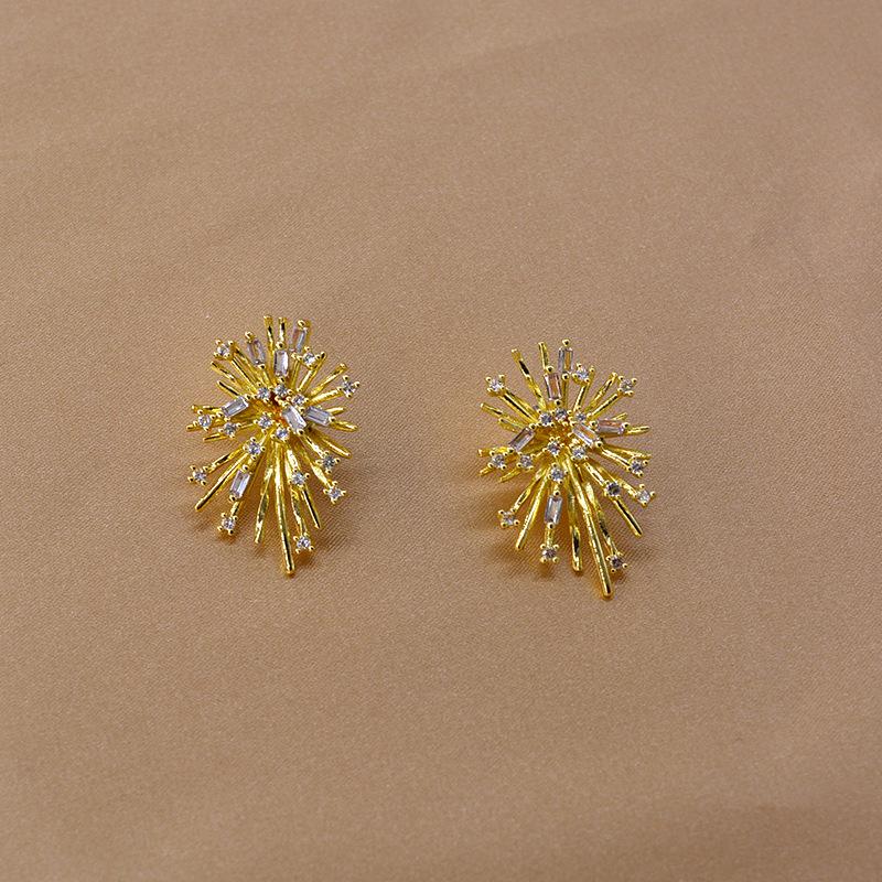 Firework Zircon Crystal Stud Earrings for Women S925 Silver Needle