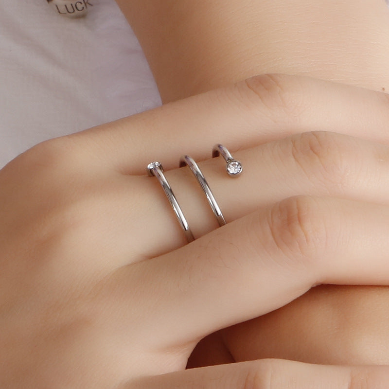 Elegant Multi-Layer Stainless Steel Creative Ring for Women