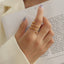 French Niche Double-Layer Twist Steel Ball Titanium Ring & Gold Plated Napkin Ring Set