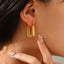 French Geometric 14k Gold Plated Stainless Steel Earrings for Women