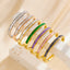 French Style Colorful Zircon Inlay Titanium Steel Bangle