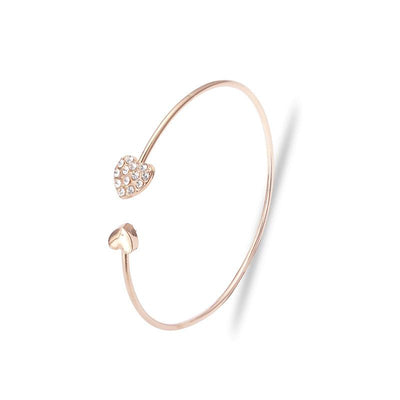 Gold-Plated Double Heart Diamond Bracelet for Women