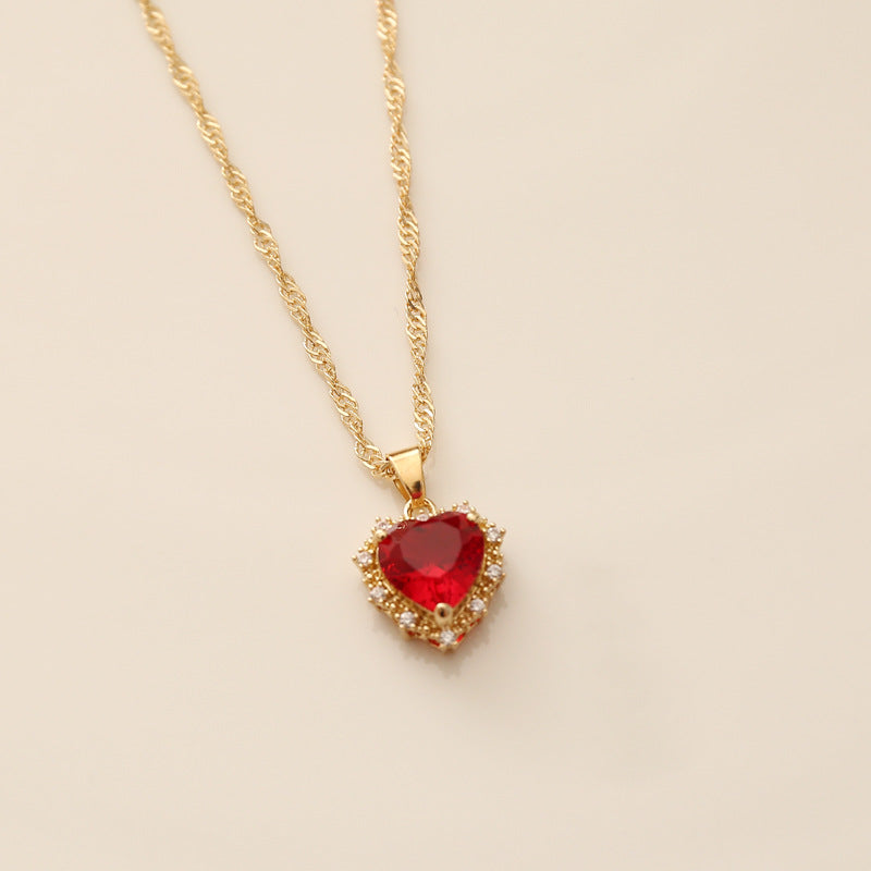 Full Diamond Zircon Heart Necklace