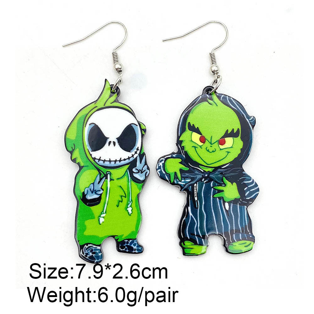 Acrylic Halloween Cartoon Ghost Asymmetric Drop Earrings for Women