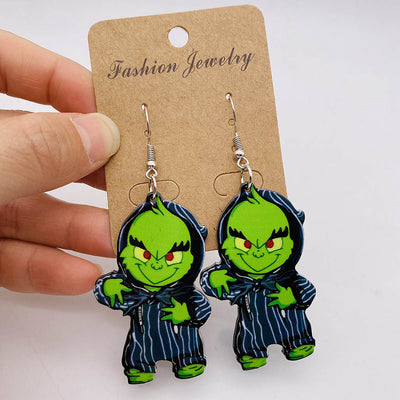 Acrylic Halloween Cartoon Ghost Asymmetric Drop Earrings for Women