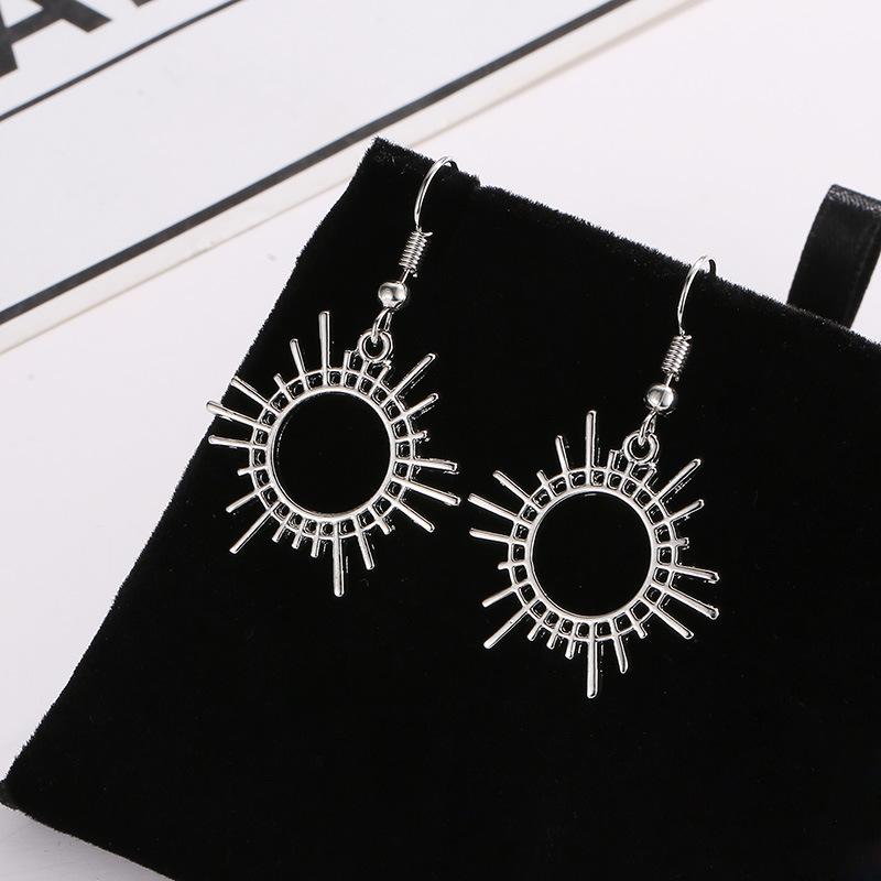 Creative Geometric Sun Gear Alloy Earrings for Women