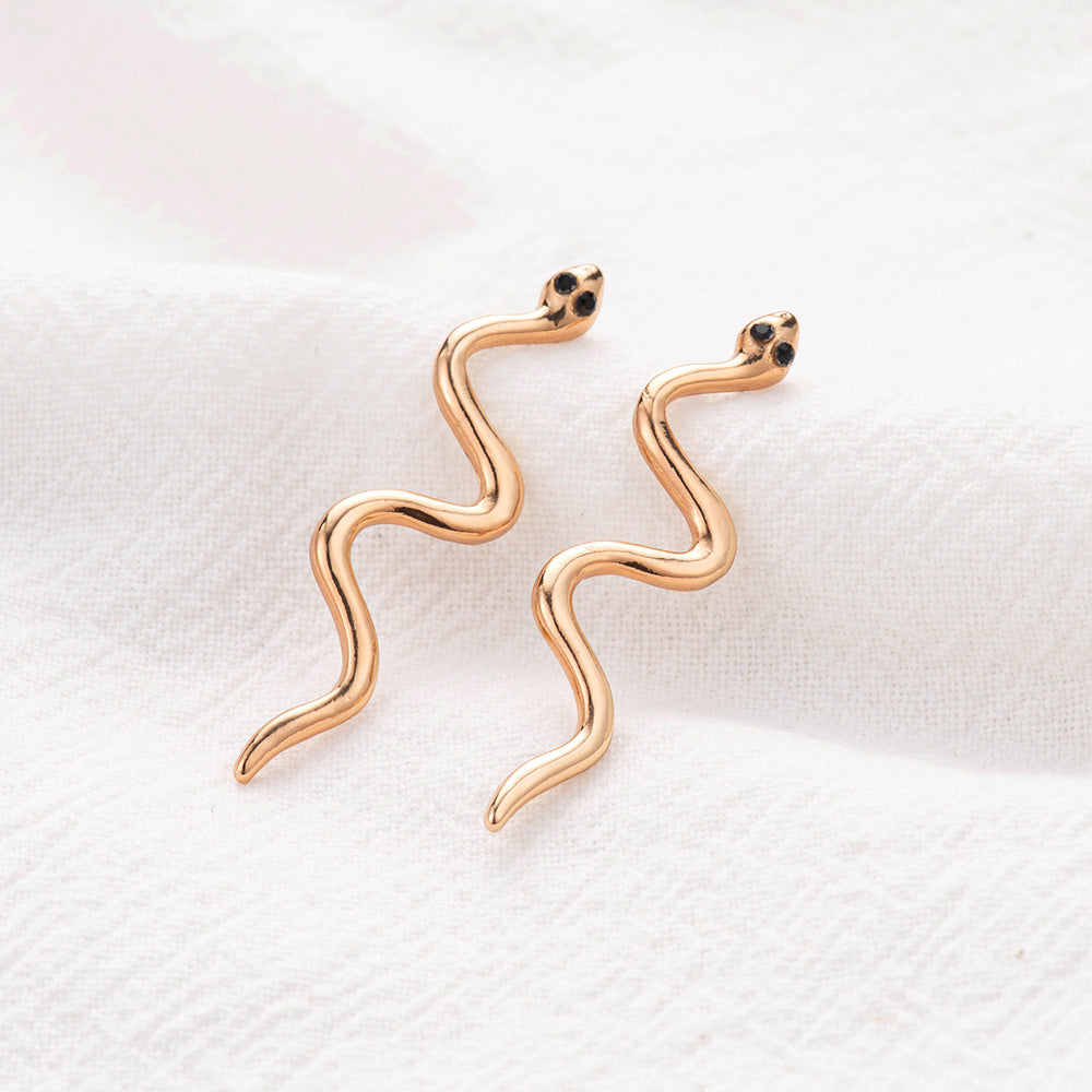 Geometric Earrings Simple Linear Snake Diamond Earrings