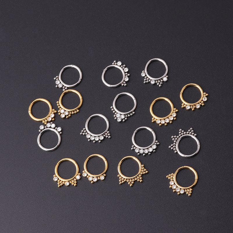 Geometric Stainless Steel Diamond Ear Nose Piercing Nose Ring