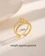 Glamorous Vintage Flower Zircon 18K Gold Plated Open Ring with Double Layer Beaded Edge Design