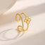 Glamorous Vintage Flower Zircon 18K Gold Plated Open Ring with Double Layer Beaded Edge Design