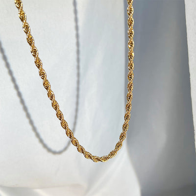 Gold-Plated Thick Hemp Flowers Stainless Steel  Chain Necklace Hip Hop Accessories