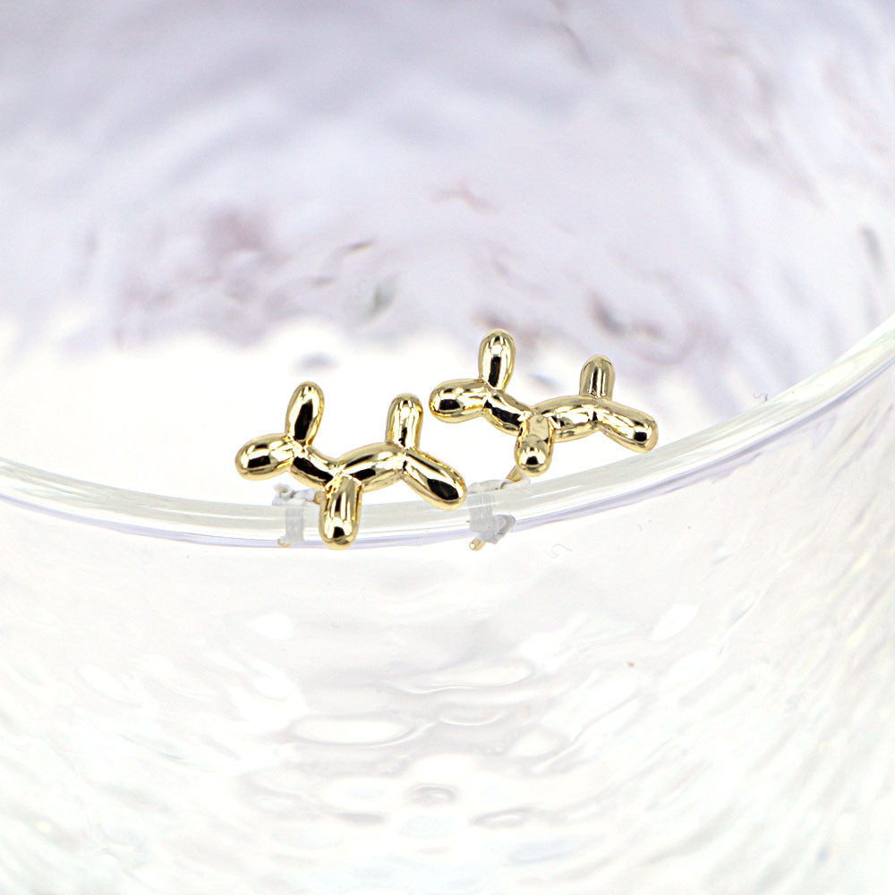 Golden Balloon Puppy Earrings for Women - Simple Daily Studs