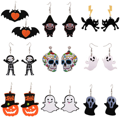 Halloween Funny Pumpkin Acrylic Earrings Little Witch Resin Earrings