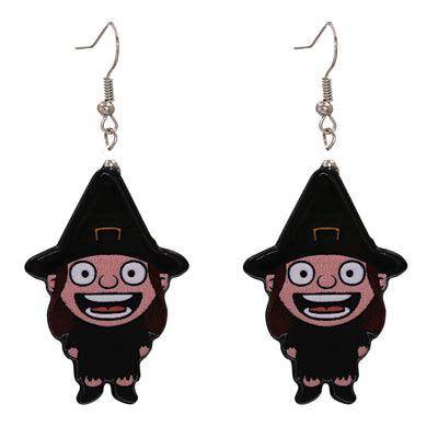 Halloween Funny Pumpkin Acrylic Earrings Little Witch Resin Earrings
