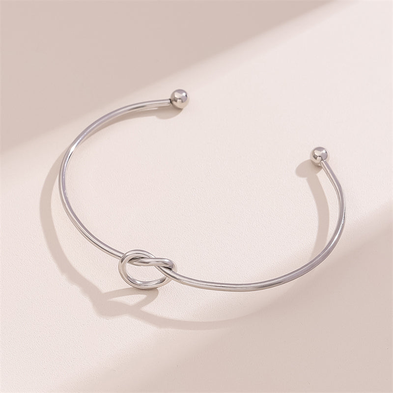 Handmade Minimalist Knot 18K Gold Plated Stainless Steel Cuff Bracelet